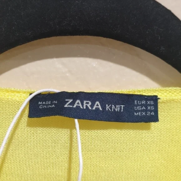 Zara Knit Top Yellow V Neck Women's Size XS - Picture 4 of 7